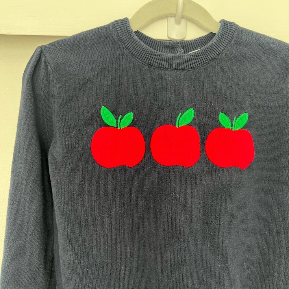 Gymboree Girls Embroidered Apple Sweater - Teacher's Favorite - Blue‎ SIZE 10